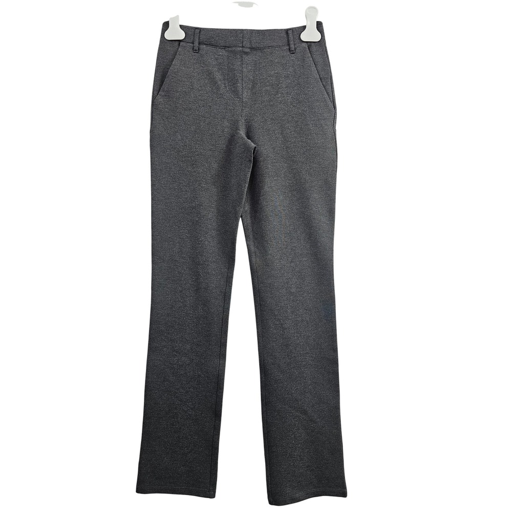 Quince Ponte Straight Leg Pants Women S Gray Solid Stretch Rayon Blend Trousers
